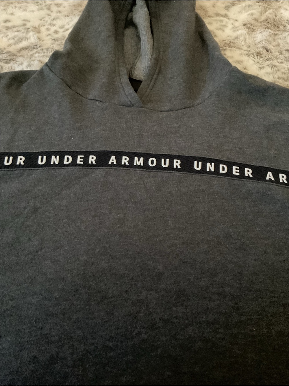 Women’s Under Armour Black Cropped Hooded Pullover with Logo Tape size Xl - Picture 4 of 8